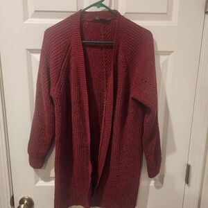 Women's Open Front Knit Cardigan Sweater Burgandy Large ❤️